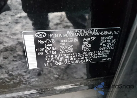 2023 Hyundai Santa Fe Calligraphy from USA, damaged, VIN 5NMS5DAL8PH641577